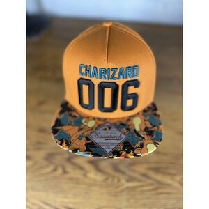 Pokemon Charizard Hat Cap Snap Back Mens Orange Embroidered Graphic Anime Gaming